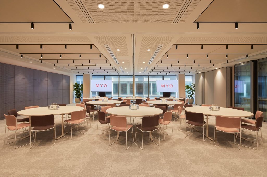 Myo St. Pauls conference space with round table arrangement.