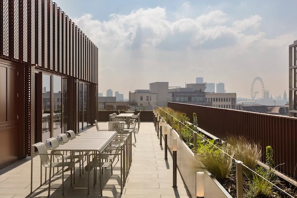 Outdoor terrace space at New Street Square.
