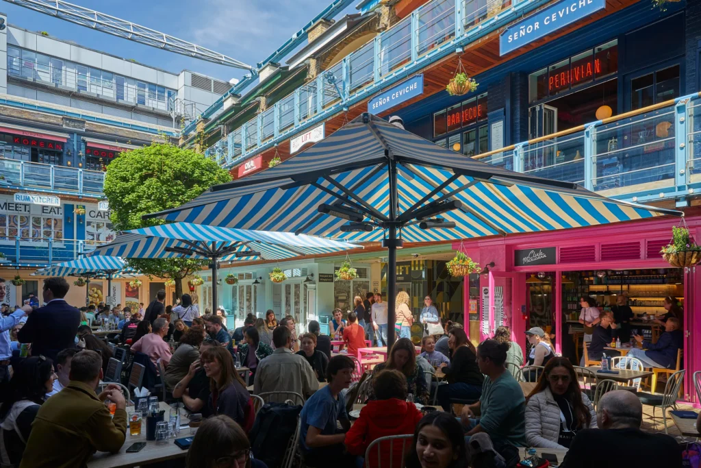 The hustle and bustle of Piccadilly cafes and restaurants near MYO's offices